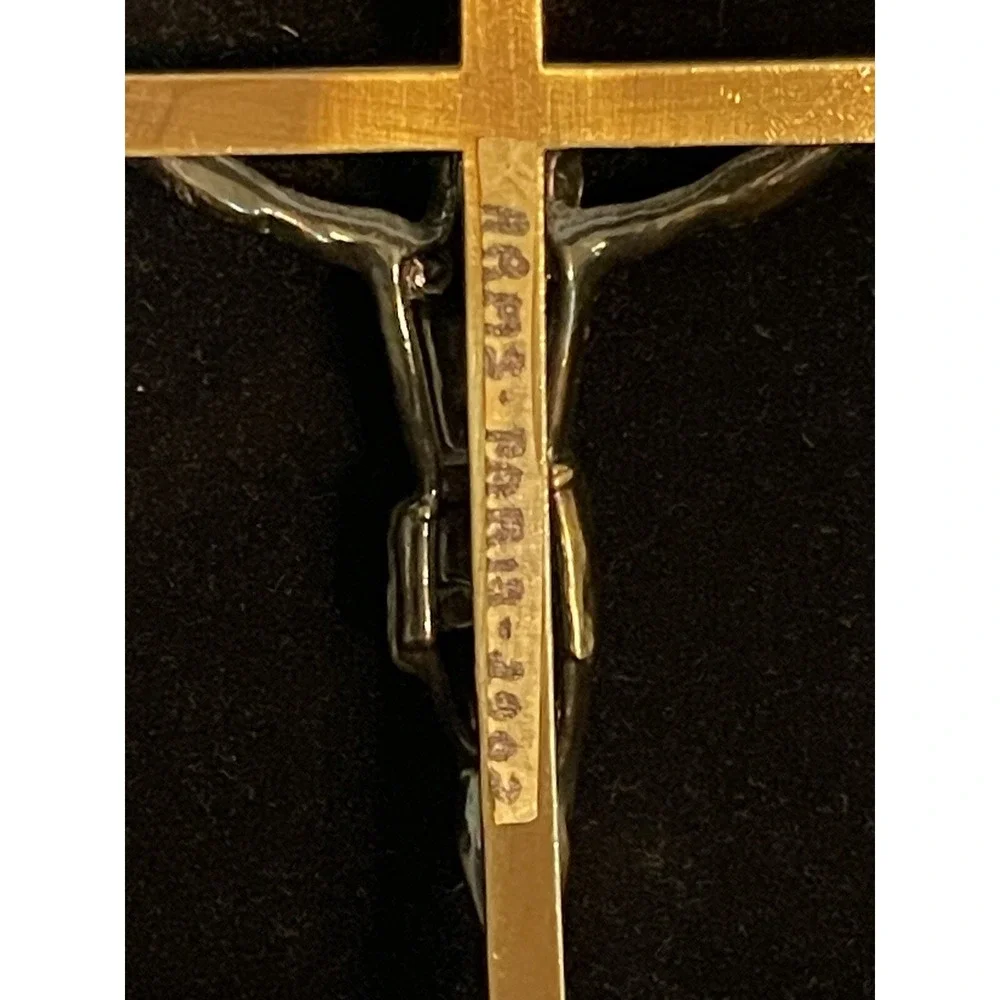 Vintage INRI Jesus Christ Brass Crucifix Cross Wall‎ Decor- ARMS- PARIS